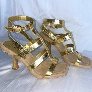 Franco Sarto Womens Rine 2 Leather Ankle Strap Open Toe Heels Shoes NWOB Sz 8.5